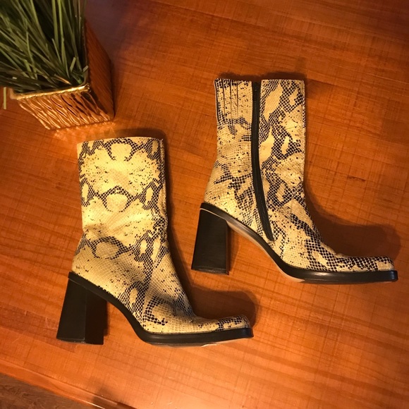 chunky snakeskin boots